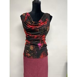 Vintage style Y2K Cowl Neck Sleeveless Top Medium Dark Fairy Slinky Grunge